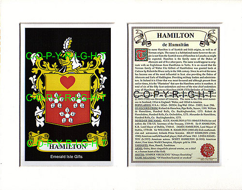 Hamilton Family Crest and Name History