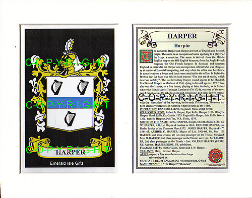 Harper Family Crest and Name History