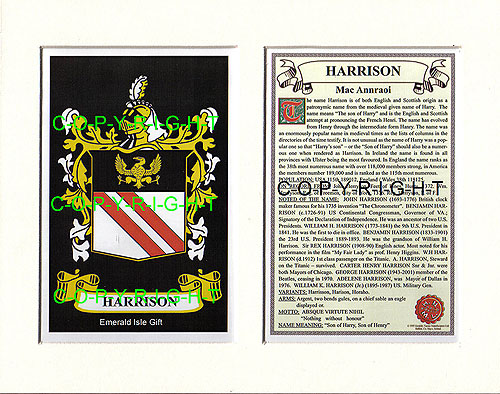 Harrison Family Crest and Name History