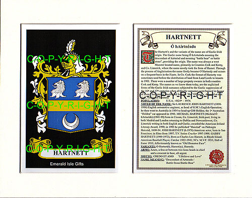 Hartnett Family Crest and Name History