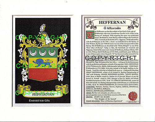 Heffernan Family Crest and Name History