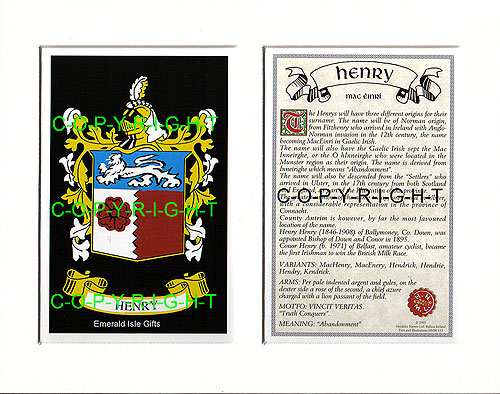 Henry Family Crest and Name History