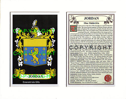 Jordan Family Crest and Name History