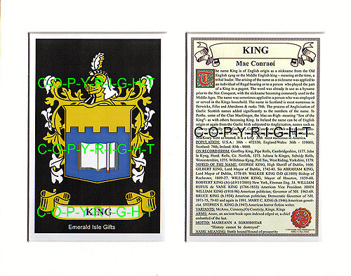 King Family Crest and Name History