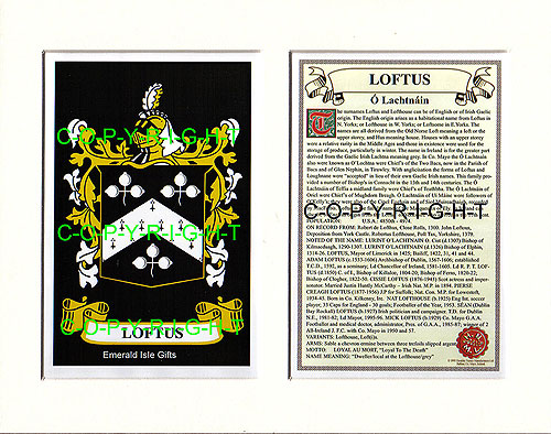 Loftus Family Crest and Name History