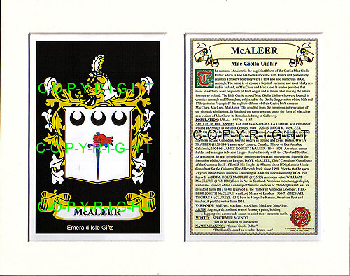 McAleer Family Crest and Name History