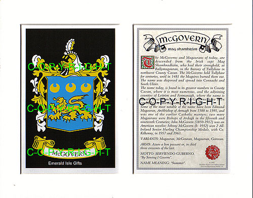 McGovern Family Crest and Name History