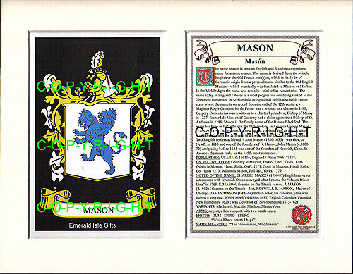 Mason Family Crest and Name History