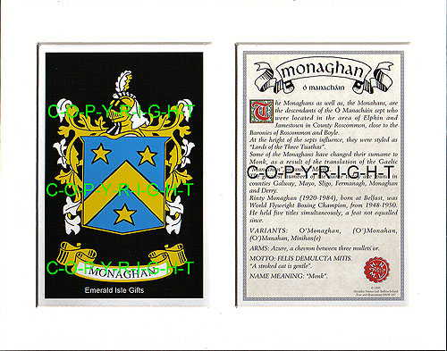 Monaghan Family Crest and Name History