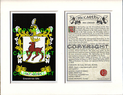 MC CORMACK to MC ELVANNEY Family Crest and Name History