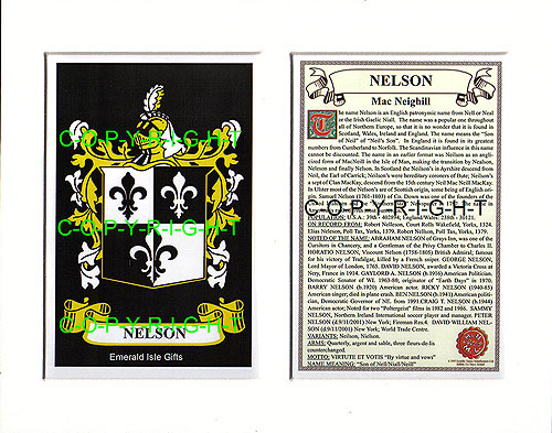 Nelson Family Crest and Name History