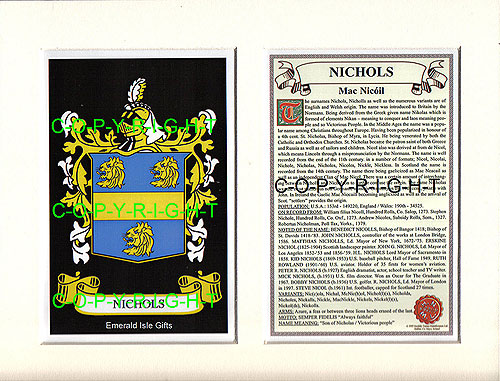 Nichols Family Crest and Name History