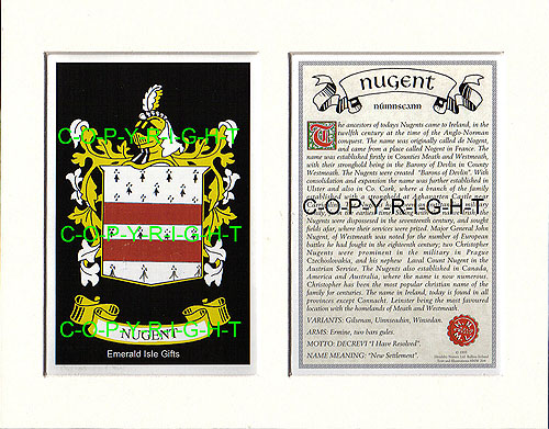 Nugent Family Crest and Name History