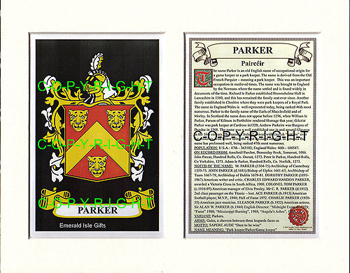 Parker Family Crest and Name History