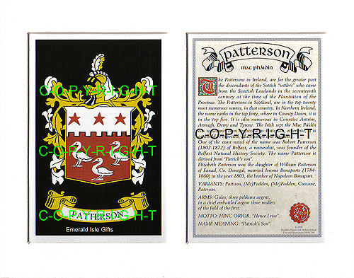 Patterson Family Crest and Name History