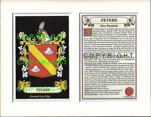 Peters Family Crest and Name History