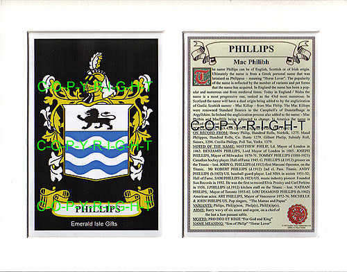 Phillips Family Crest and Name History