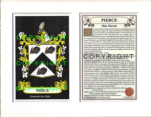 Pierce Family Crest and Name History