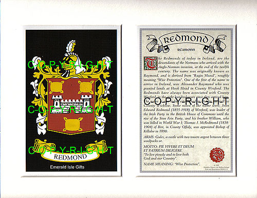 Redmond Family Crest and Name History