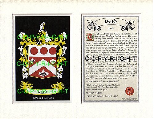 Reid Family Crest and Name History