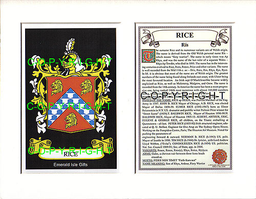 Rice Family Crest and Name History