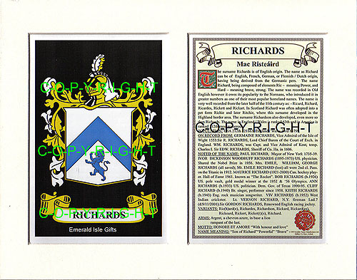 Richards Family Crest and Name History