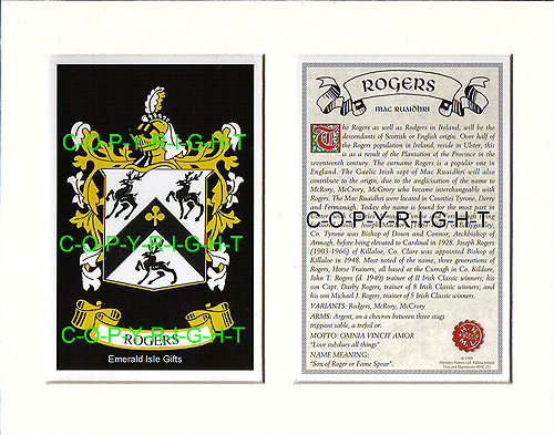 Rogers Family Crest and Name History