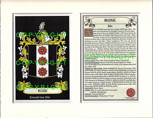 Rose Family Crest and Name History