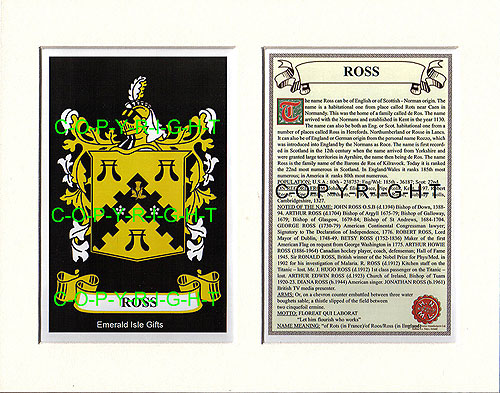 Ross Family Crest and Name History