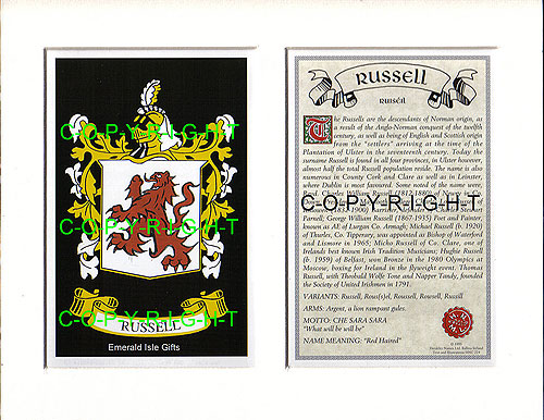 Russell Family Crest and Name History