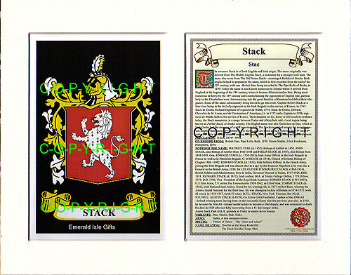 Stack Family Crest and Name History