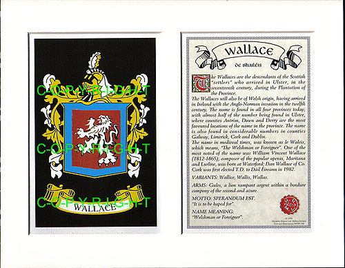 Wallace Family Crest and Name History