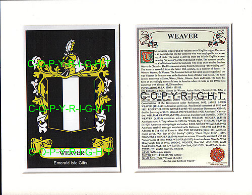 Weaver Family Crest and Name History