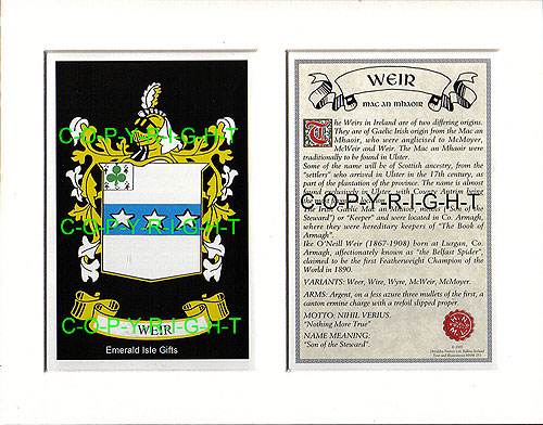 Heraldic Mounts - Weir Family Crest and History