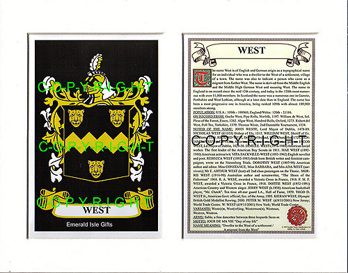 West Family Crest and Name History