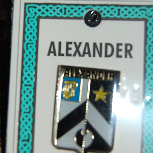 Alexander Pin Lapel Clip Badge - Coat of Arms