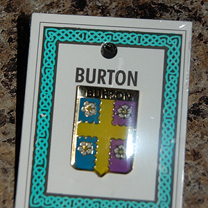 Burton Pin Lapel Clip Badge - Coat of Arms