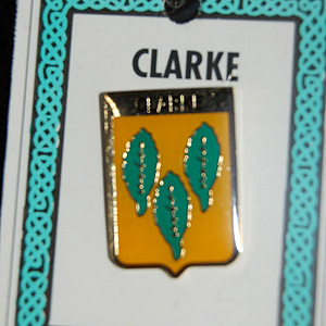 Clarke Pin Lapel Clip Badge - Coat of Arms