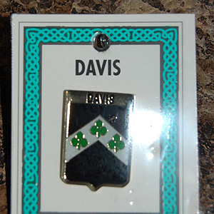 Davis Pin Lapel Clip Badge - Coat of Arms