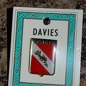 Davies Pin Lapel Clip Badge - Coat of Arms