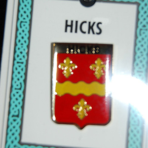 Hicks Pin Lapel Clip Badge - Coat of Arms