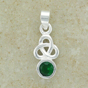 Trinity Knot Pendant with Emerald