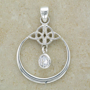 Celtic Loop Cz Drop Pendant