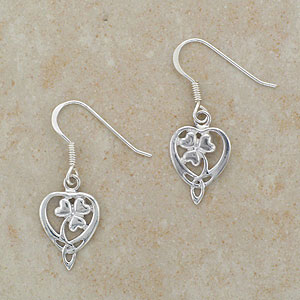 Combined Celtic Trinity & Shamrock Drop Earrings