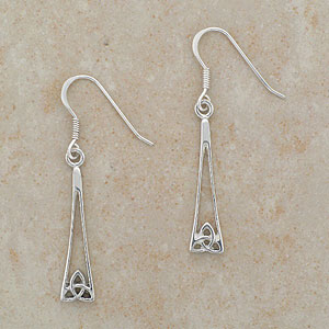 Long Silver Trinity Knot & Shamrock Earrings