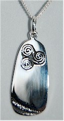 Oblong Celtic Triskele Irish Silver Pendant