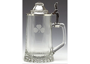 Shamrock Pewter Glass Stein