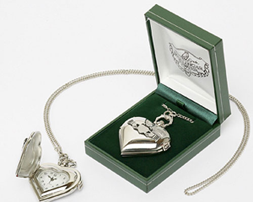 Claddagh Stainless Steel Heart Locket Watc