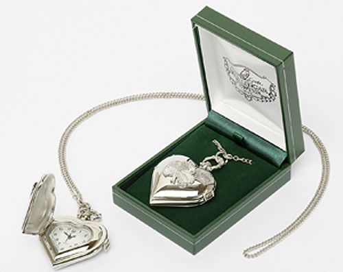 Shamrock Stainless Steel Heart Locket Watc