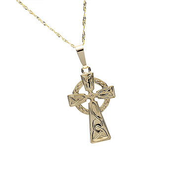 14K Gold Irish Celtic Design Cross Pendant